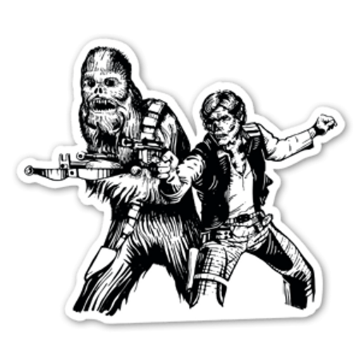 here is a Star Wars Han Solo Chewbacca Zombie Sticker from the Star Wars collection for sticker mania