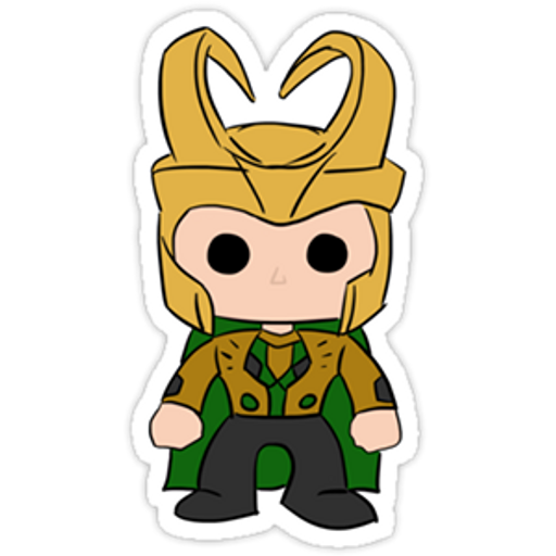 here is a Funko Pop Loki Sticker from the Chibi Marvel & DC comics collection for sticker mania