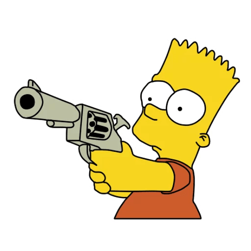 here is a Bart Simpson with a Gun Sticker from the Bart Simpson collection for sticker mania