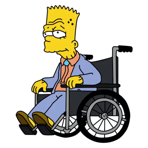 here is a Old Bart Simpson on a Wheelchair Sticker from the Bart Simpson collection for sticker mania