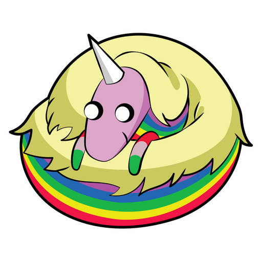 here is a Adventure Time Lady Rainicorn Сurled Up in a Ball Sticker from the Adventure Time collection for sticker mania