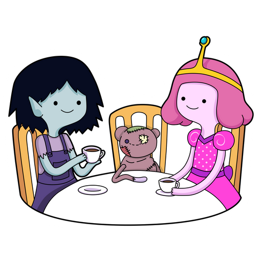 here is a Tea Party Marceline and Bubblegum Sticker from the Adventure Time collection for sticker mania