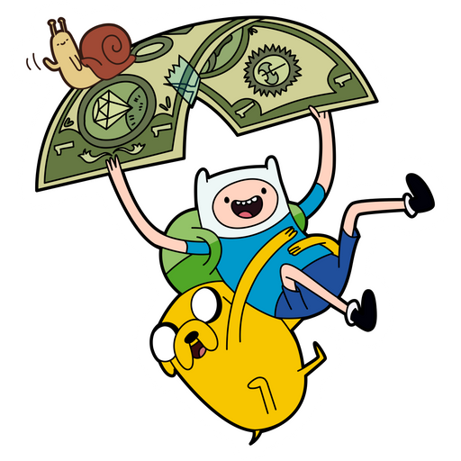 here is a Finn and Jake Flying on Dollar Sticker from the Adventure Time collection for sticker mania