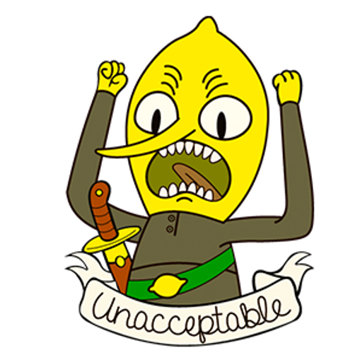here is a Adventure Time Lemongrab Unacceptable from the Adventure Time collection for sticker mania