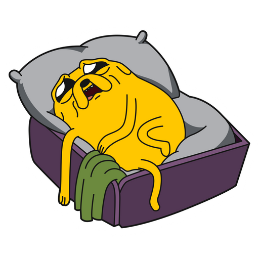 here is a Adventure Time Sad Jake in Bed Sticker from the Adventure Time collection for sticker mania