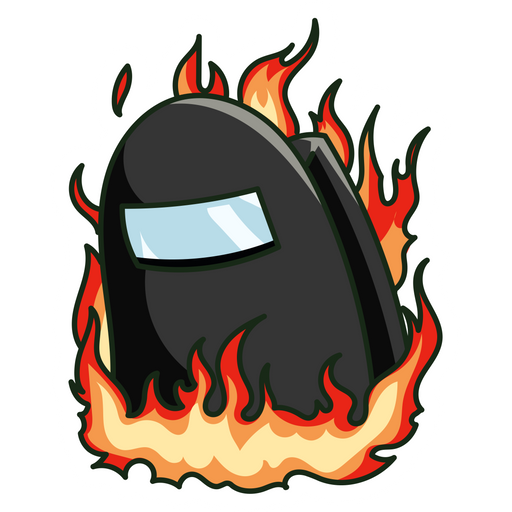 here is a Among Us Black Character on Fire Sticker from the Among Us collection for sticker mania