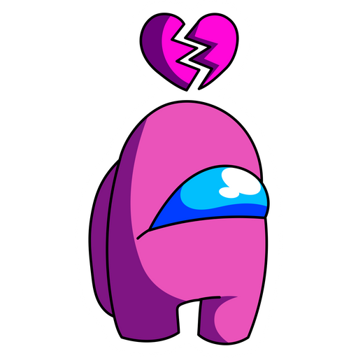 here is a Among Us Pink Character with Broken Heart Sticker from the Among Us collection for sticker mania