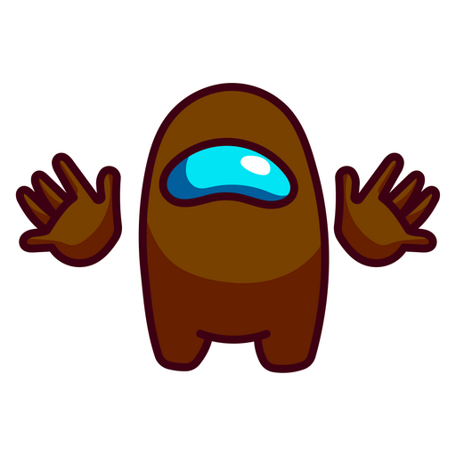 here is a Among Us Brown Character Surrenders Sticker from the Among Us collection for sticker mania