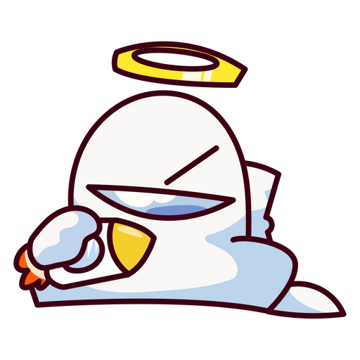 here is a Among Us White Angel Character Plays with a Spaceship Sticker from the Among Us collection for sticker mania