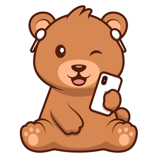 here is a Cool Bear with iPhone and AirPods Sticker from the Animals collection for sticker mania