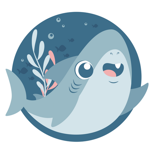 here is a Cute Blue Shark Round Sticker from the Animals collection for sticker mania