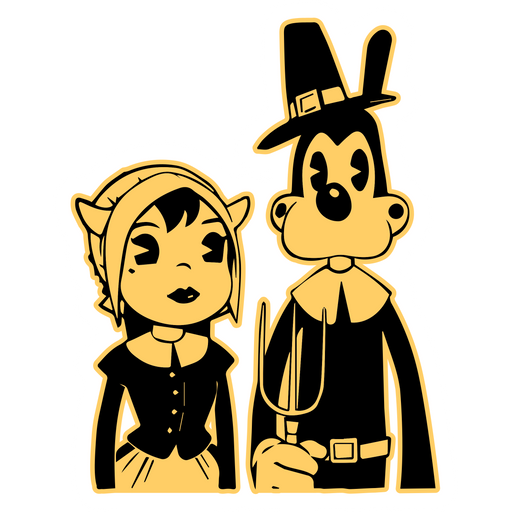 here is a American Gothic Alice Angel and Boris Sticker from the Bendy and the Ink Machine collection for sticker mania