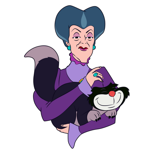 here is a Cinderella Lady Tremaine with Cat Lucifer Sticker from the Disney Cartoons collection for sticker mania