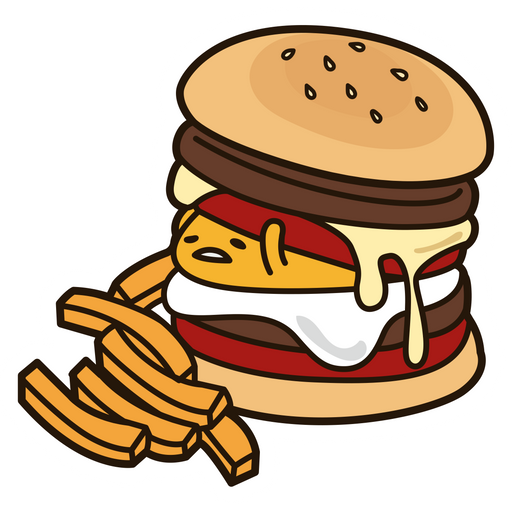 here is a Gudetama in Burger Sticker from the Gudetama collection for sticker mania