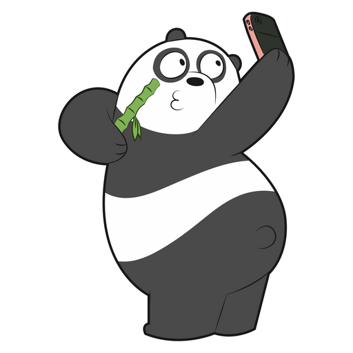 here is a We Bare Bears Panda Selfie Sticker from the We Bare Bears collection for sticker mania