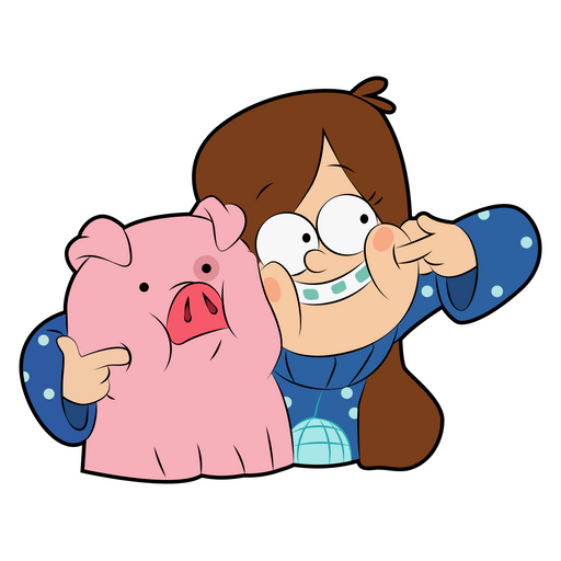 here is a Cheeky Mabel and Waddles Sticker from the Gravity Falls collection for sticker mania