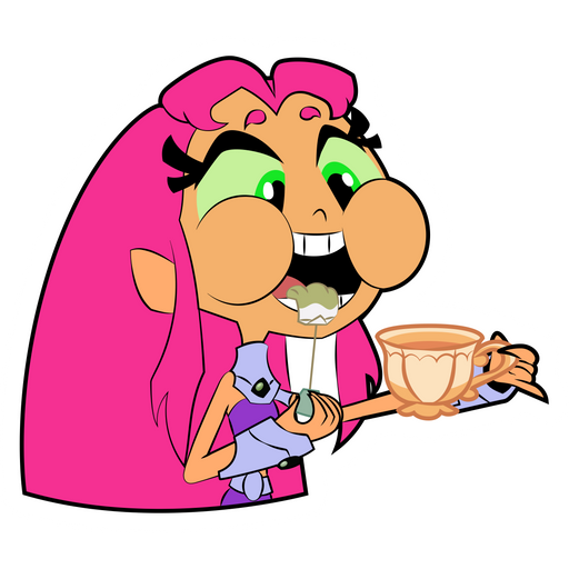 here is a Teen Titans Go Starfire with Teabag Sticker from the Cartoons collection for sticker mania