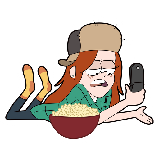 here is a Gravity Falls Wendy with Popcorn Sticker from the Gravity Falls collection for sticker mania