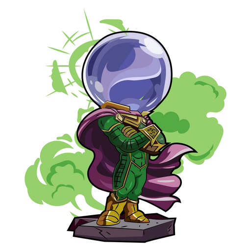 here is a Marvel Chibi Mysterio Sticker from the Chibi Marvel & DC comics collection for sticker mania