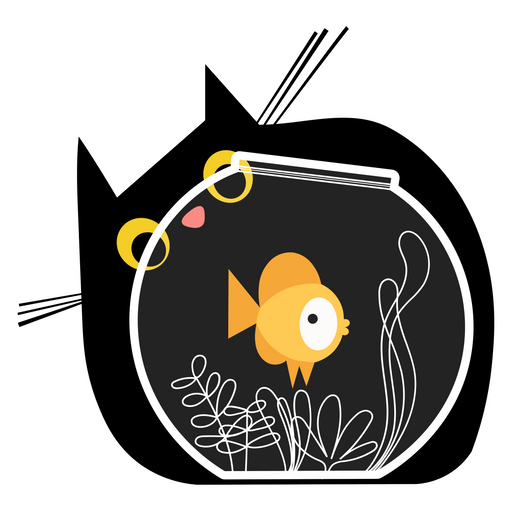 here is a Black Cat and Goldfish Sticker from the Cute Cats collection for sticker mania