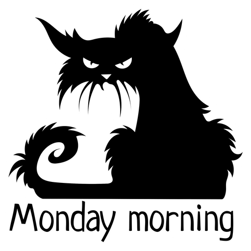 here is a Black Cat Monday Morning Sticker from the Cute Cats collection for sticker mania