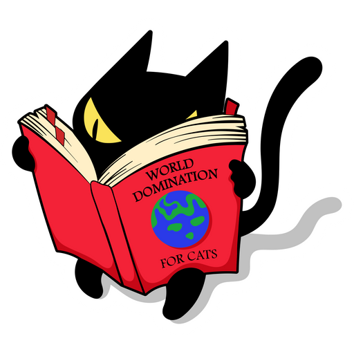 here is a Black Cat Reading World Domination Book Sticker from the Cute Cats collection for sticker mania