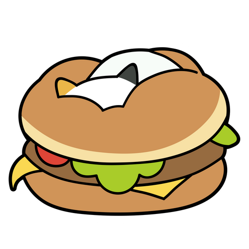 here is a Burger Surprise Sticker from the Cute Cats collection for sticker mania
