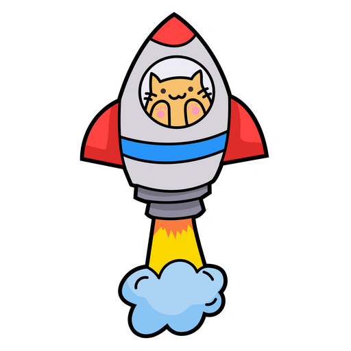here is a Cat Flies in the Space Rocket Sticker from the Cute Cats collection for sticker mania