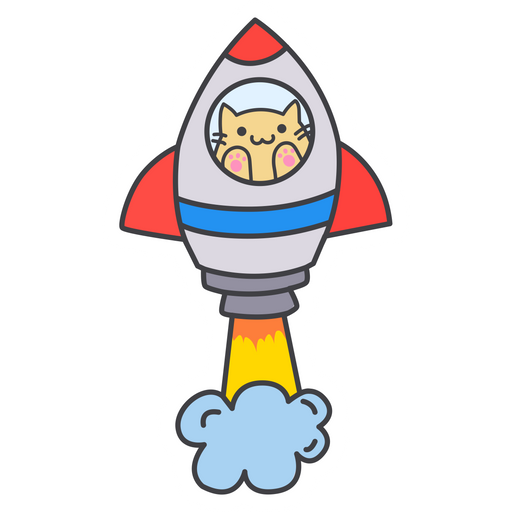 here is a Cute Cat in the Rocket Sticker from the Cute Cats collection for sticker mania