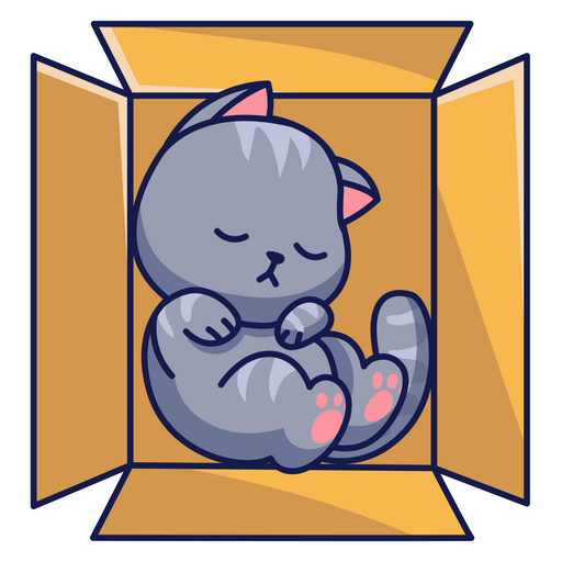 here is a Cute Cat Sleeping in Box Sticker from the Cute Cats collection for sticker mania