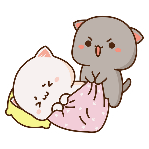 here is a Mochi Mochi Peach Cat and Friend Wake Up Sticker from the Cute Cats collection for sticker mania