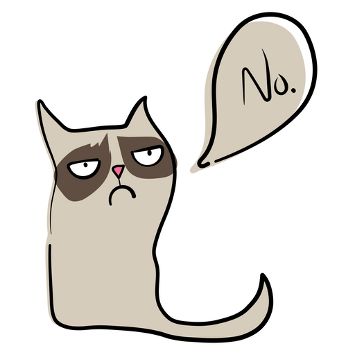 here is a Hand-Drawn Grumpy Cat Says No Sticker from the Cute Cats collection for sticker mania