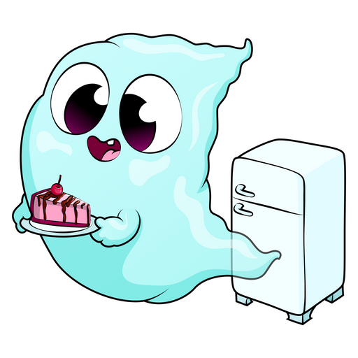 here is a Cute Ghost with Cake Sticker from the Cute collection for sticker mania