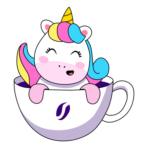 here is a Little Unicorn with Coffee Sticker from the Cute collection for sticker mania