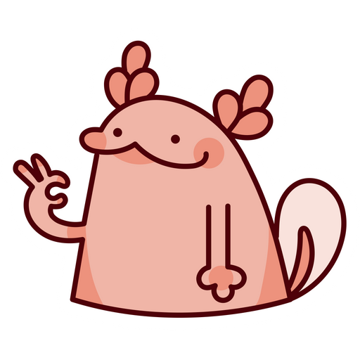 here is a Pink Axolotl OK Sticker from the Cute collection for sticker mania