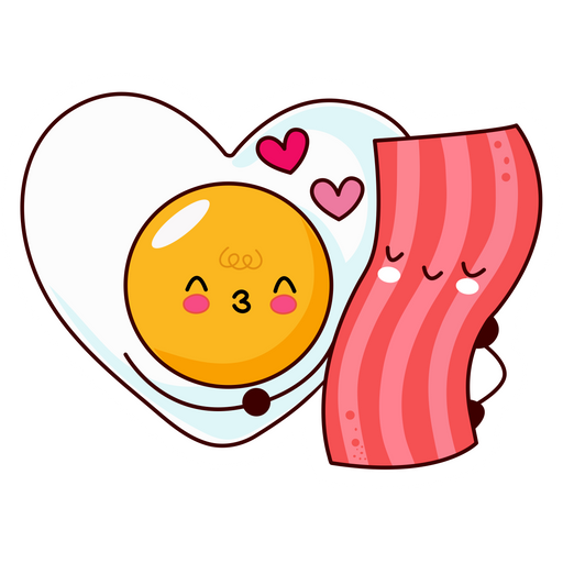 here is a Egg and Bacon in Love Sticker from the Food and Beverages collection for sticker mania