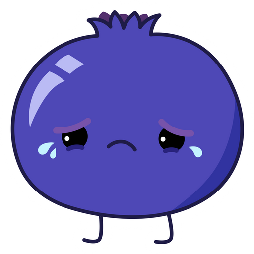 here is a Sad Blueberry Sticker from the Food and Beverages collection for sticker mania
