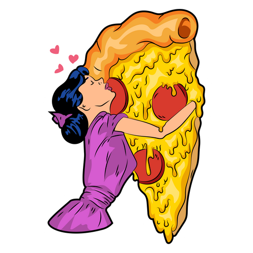 here is a Woman with Pizza Sticker from the Food and Beverages collection for sticker mania