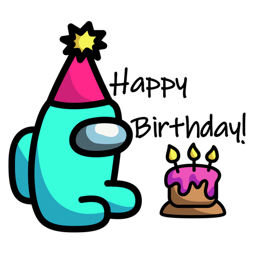 here is a Among Us Happy Birthday Sticker from the Among Us collection for sticker mania