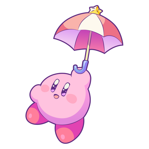 here is a Kirby with Umbrella Sticker from the Kirby collection for sticker mania