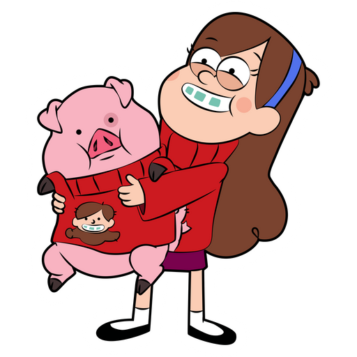 here is a Gravity Falls Mabel and Waddles in Sweaters Sticker from the Gravity Falls collection for sticker mania