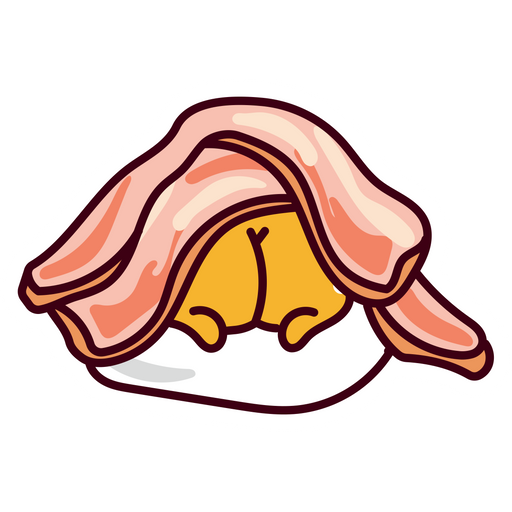 here is a Gudetama Hiding Under Bacon Sticker from the Gudetama collection for sticker mania