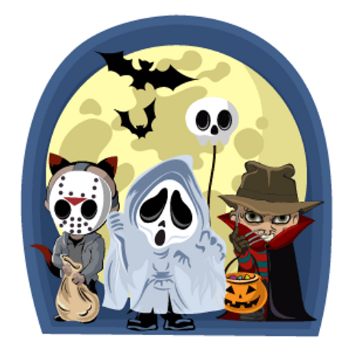 here is a Young Jason Ghostface and Freddy Krueger Trick-or-treating from the Halloween collection for sticker mania