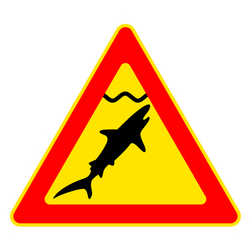 here is a Shark is Here Sign Sticker from the Hilarious Road Signs collection for sticker mania