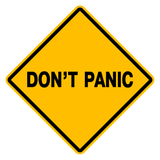 here is a Don't Panic Sign Sticker from the Hilarious Road Signs collection for sticker mania