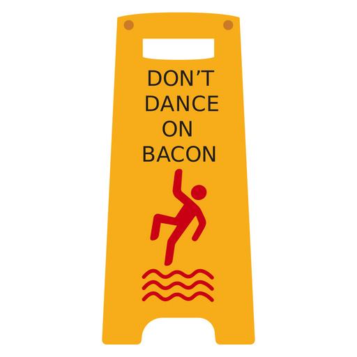 here is a Warning Sign Don't Dance on Bacon Sticker from the Hilarious Road Signs collection for sticker mania