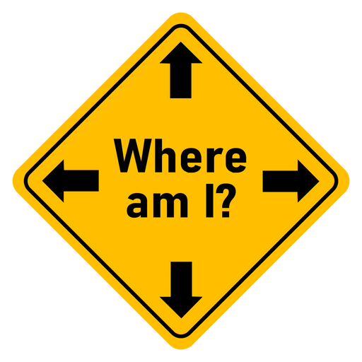 here is a Where Am I Sign Sticker from the Hilarious Road Signs collection for sticker mania