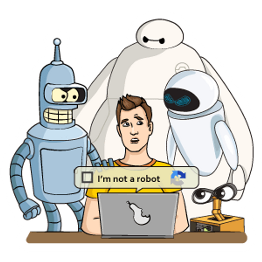 here is a Click I am Not a Robot Captcha Please Sticker from the Into the Web collection for sticker mania