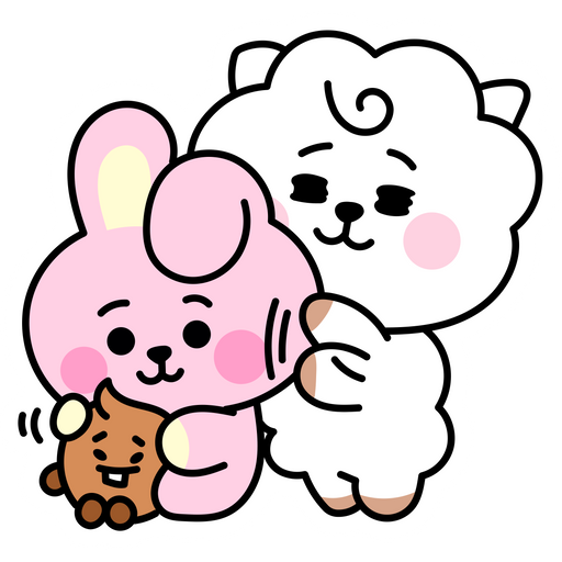 here is a BTS BT21 RJ with Cooky and Shooky Hugs Sticker from the K-Pop collection for sticker mania