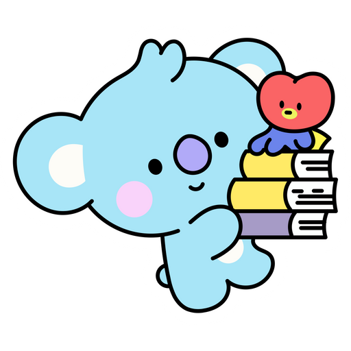 here is a BTS BT21 Koya and Books Sticker from the K-Pop collection for sticker mania